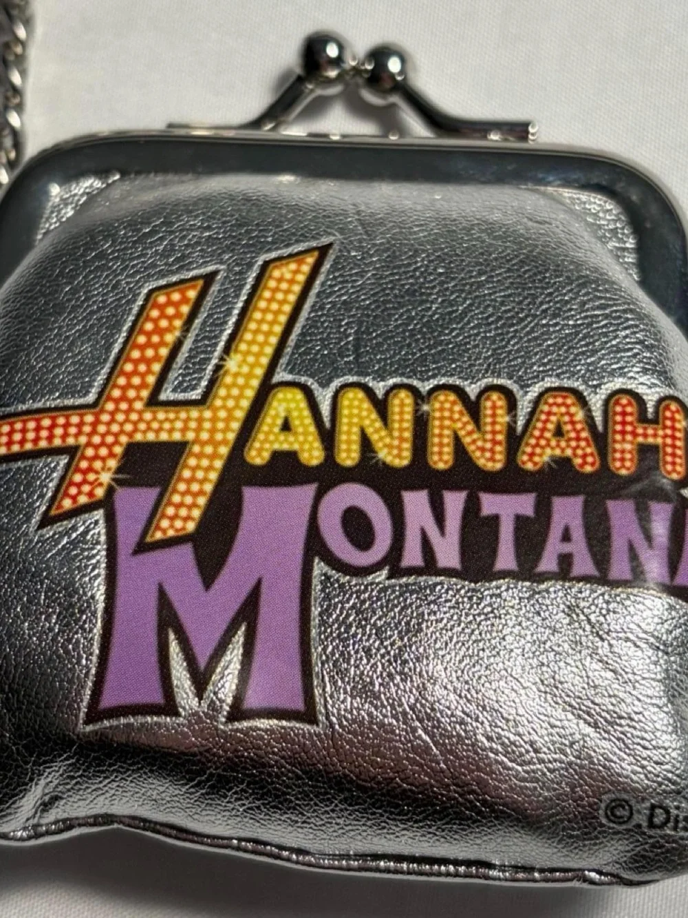 Disney Metallic Silver Hannah Montana Keychain Coin Purse